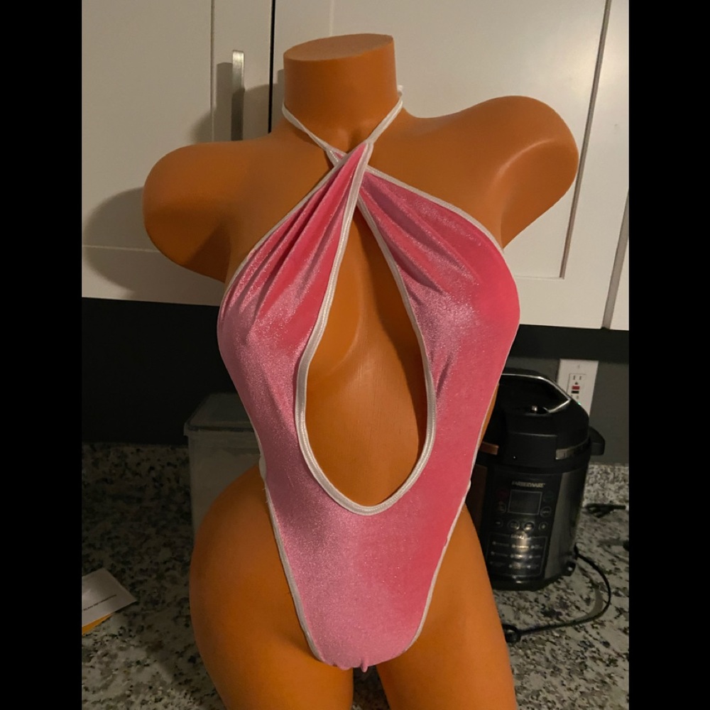 One piece dancewear pink sparkle velvet